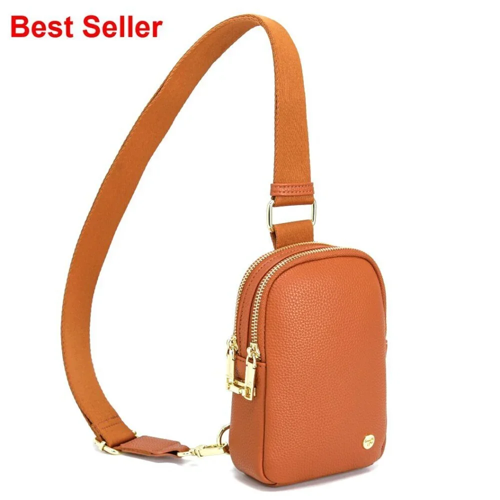 Small Anti Theft Crossbody Bag RFID Blocking Vegan Leather Sling Purse